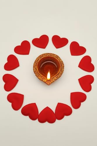 SATYAM KRAFT 50 pcs Red Satin Heart Patch Perfect for Him Her Valentine's day wedding New year Birthday Annivesary Mother's day Bridal shower Party Decor Romantic Art craft Clothing Table Decor-6.5 CM