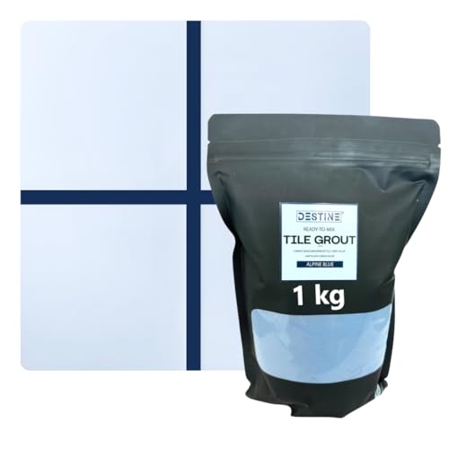 Image of DESTINE READY-TO-MIX inchTILE GROUT inch (16 COLOURS) (ALL PACKS: 100 Gm,250 Gm,400 Gm,800 Gm,1 Kg), Waterproof, Cement Based Tile Joint Filler, Crack Filler, Tiles Gap Filler (1 Kg, Alpine Blue)