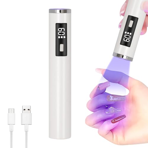 Lámpara UV de gel de uñas, mini lámpara UV LED portátil recargable, secador de uñas ultra rápido con pantalla LCD, lámpara UV pequeña con 2 temporizadores para todos los esmaltes de uñas de gel UV