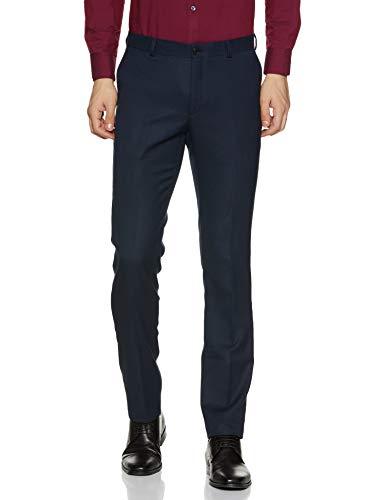 Amazon Brand - Symbol Mens Stretchable Formal Pants | Trousers (Slim Fit) (Navy 3_38) (B08445N8Q7) Amazon Price History, Amazon Price Tracker