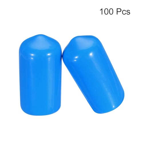 Image of MECCANIXITY 100pcs 10mm(3 /8 inch) Rubber End Caps Cover PVC Vinyl Screw Thread Protector Round Wire Shelf Caps for Screw Bolt Pipe Fence Post, Light Blue
