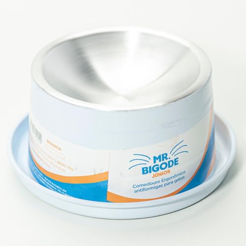 Kit 2 Comedouro Antiformiga Para Gatos Mr. Bigode Junior 140ml (Branco)