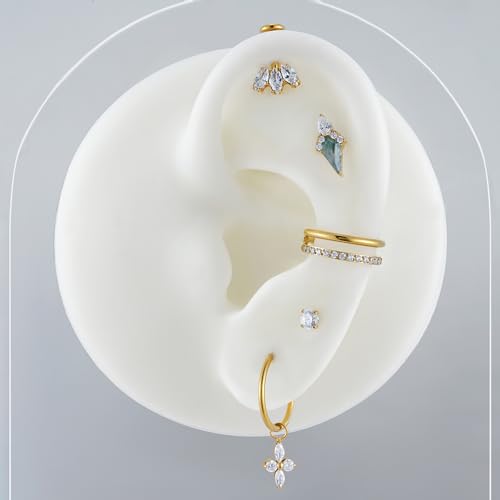 FINE4U ASTM F136 Titanium 16G 6mm 8mm Piercing Jewelry Stud for Conch Helix Flat Lobe - FlatBack Cartilage Earring Stud, Hypoallergenic Implant Grade Nickel Free Body Jewelry4