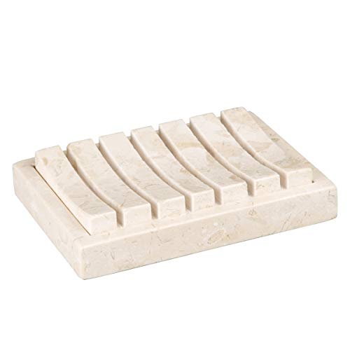 Creative Home Natural Champagne Marble SPA Collection Hand Soap Dish Bar Soap Tray Holder for Bathroom Countertop Kitchen Sink Organize