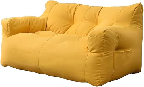 Funda De Sofá Puf Doble (sin Relleno) Sofá Puf Suave Y Cómodo Sofá Puf Lazy Sack, Sillón Puf Para Adultos Sillón Puf Grande Y Esponjoso Sillón Puf Cómodo Con Asa Sofá De Dos Plazas De Espuma(Yellow)