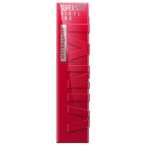 Image of Maybelline Super Stay Vinyl Ink Longwear No-Budge Liquid Lipcolor Makeup, Highly Pigmented Color and Instant Shine, Wicked, Cool Red Lipstick, 0.14 fl oz, 1 Count