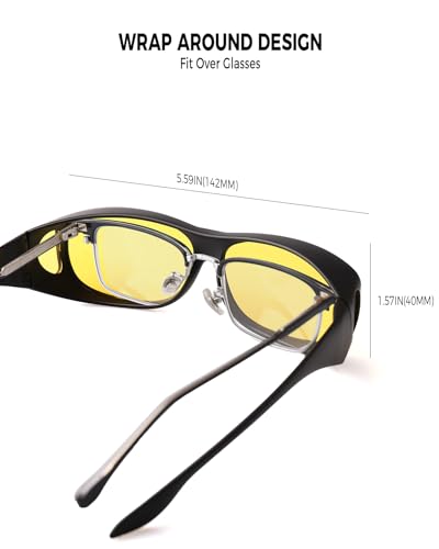 Fimoson Night Driving Glasses Anti Glare Polarized Night Vision Yellow Tint Glare Reducing Fit Over Driving Sunglasses For Men And Women thumb #4