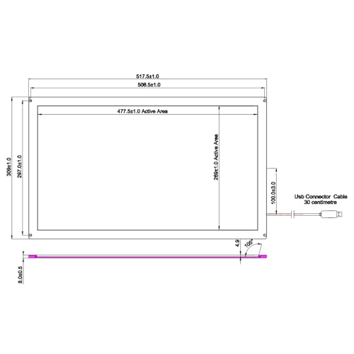 Image of 21.5 inch (16:9) Multi-Touch Screen Panel with IR Touch Technology and Tempered Glass for Kiosks, Monitors, and All-in-Ones