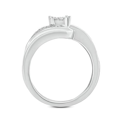 Cali Trove 1/4ct Round White Natural Diamond 925 Sterling Silver Cluster Flower Wedding Bridal Ring Set for Women3