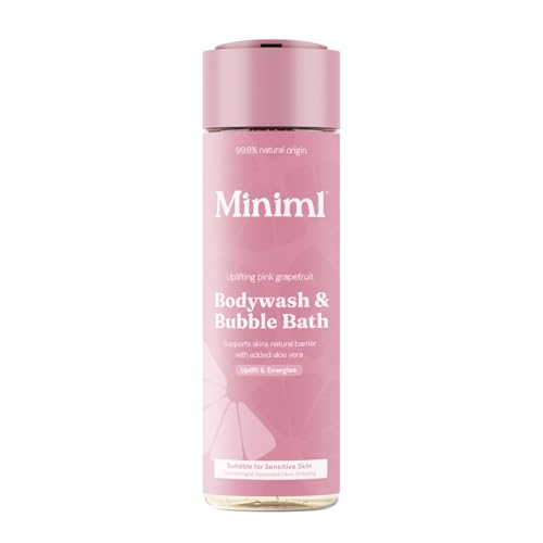 Miniml Natural Body Wash & Bubble Bath - Uplifting Grapefruit 400ml 99.6% Natural Vegan & Cruelty-Free Cleanser for Hydrated Energised Skin