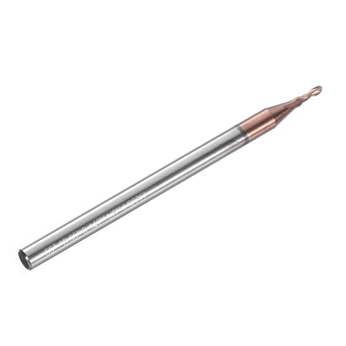 Image of HARFINGTON Ball Nose End Mill 2 Flute 0.05 inch Diameter 1 /8 inch Shank Tungsten Carbide Uncoated Spiral CNC Router Bits 0.147 inch Cutting Length Single End Ball for Carving Engraving Grinding