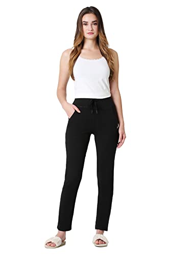 Image of Van Heusen Women's Cotton Lounge Pants | Drawstrings & Side Pockets | Cotton Stretch | Smart Tech finish | Sweat Absorbent | Breathable Fabric | At home pyjamas | Everyday Comfort | Solid Colors | Style 55302