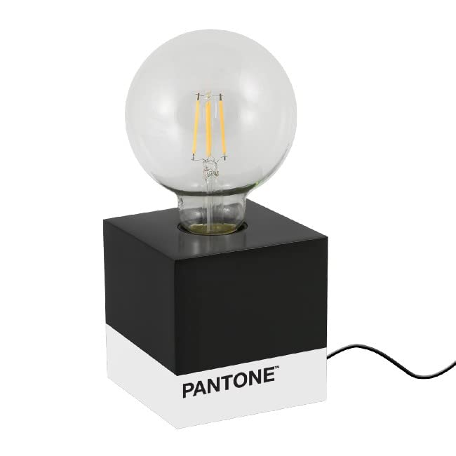 Lampe de table cube bois noir blanc E27 luminaire chevet salon office Homemania