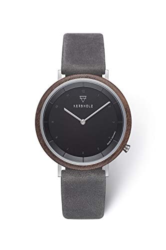 KERBHOLZ Reloj de Madera - Masterpieces Collection Slim, Reloj analógico, Cuarzo de Gama Alta, Caja de Madera Natural, Correa de Cuero Genuino, Ø 40mm