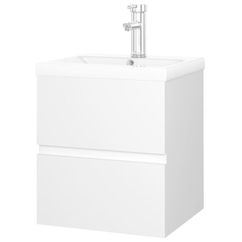 Eleganz Armario para debajo del lavabo con lavabo empotrado, color blanco, juego de muebles de baño de madera, ahorra espacio y es duradero, perfecto para baño de invitados y baños pequeños