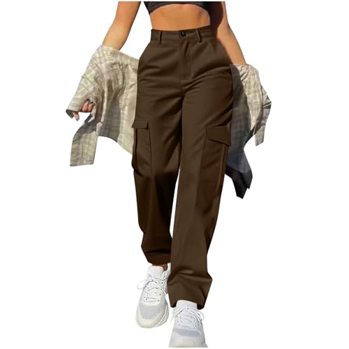 Cargo Pants Women, Women's High Waisted Straight Leg Baggy Casual Pants for Hiking Travel Outdoor Work Trousers