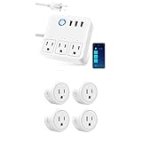 Smart Power Strip, 3 USB Ports and 3 Individually Controlled Smart Outlets, WiFi Surge Protector+Mini Smart Plug, WiFi Plug Outlet Timer 4 Pack