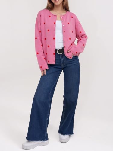 Image of Saodimallsu Womens Striped Cardigan Long Sleeve Button Down Knit Tops