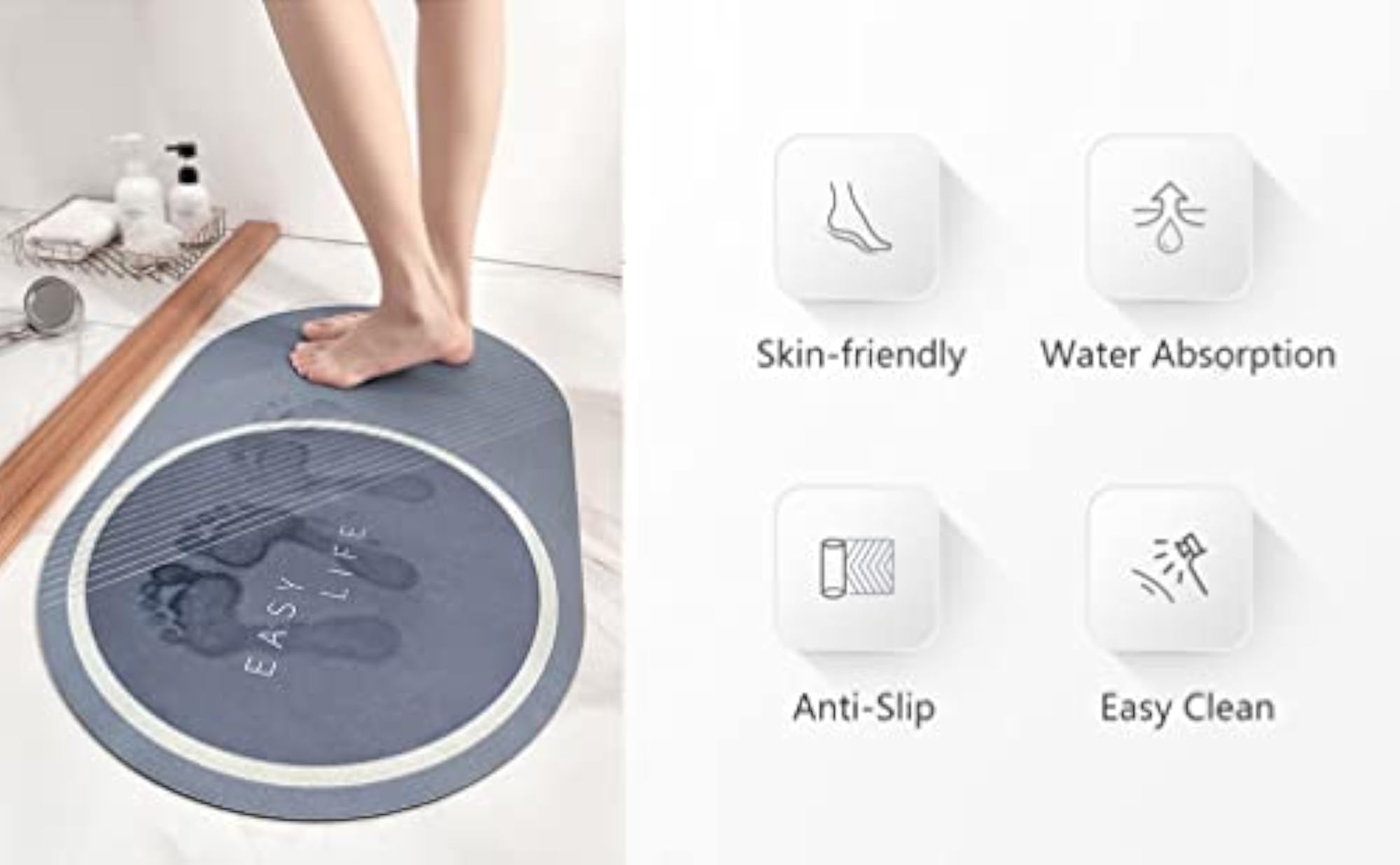 Super Absorbent Memory Bath Mat, Non-Slip Design