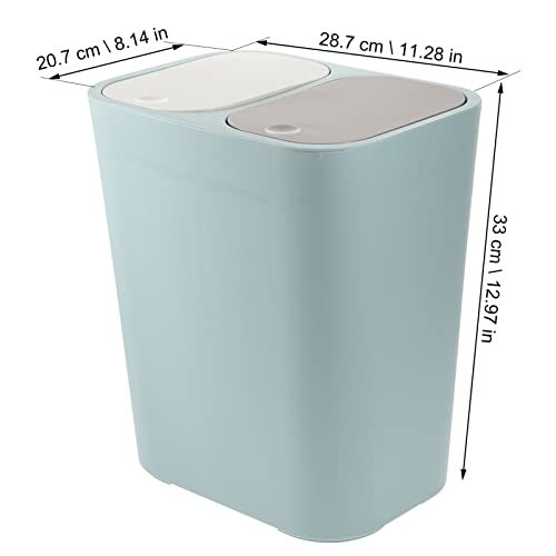 Image of PATKAW Dual Compartment Trash Can with Lid Recycling Recycle Bin Classified Garbage Container Wastebasket for Kitchen Bathroom Under Sink Desk Blue, Sky-blue, 33X28.7X20.7CM, 38048TY16M