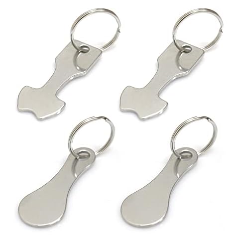 4 Pcs Stainless Steel Round Shaped Shopping Trolley Keychain Shopping Trolley Coins Trolley Tool Accessories Cover