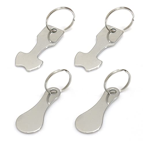 4 Stück Edelstahl runder, geformter Einkaufswagen-Schlüsselanhänger, Einkaufswagenchip, Einkaufswagenmünzen, Trolley-Werkzeugzubehör.