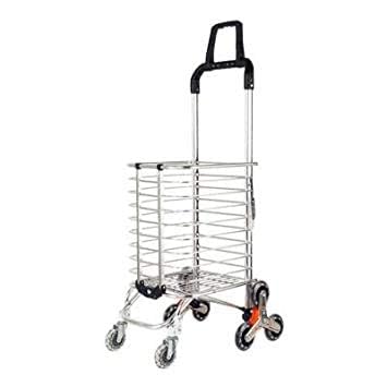 4tens Aluminum Foldable Shopping Cart Trolley with 8 Wheels for Supermarket Mall Shop Groceries Travel Luggage Stair Climbing Shopping Trolley Hand Truck Cart with Swivel Wheels