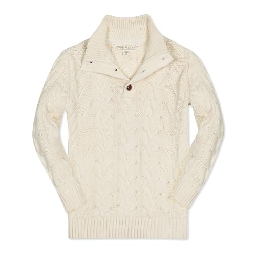 Image of Hope & Henry Boys' Mock Neck Cable Sweater with Button Placket