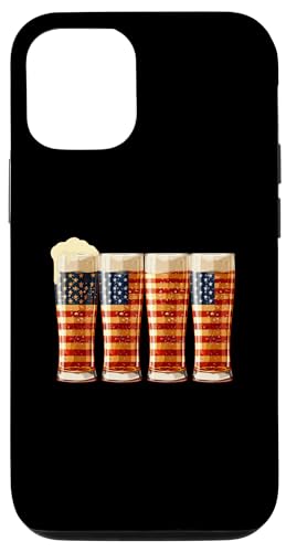 Coque pour iPhone 12/12 Pro Beer American Flag 4th of July Drinking USA