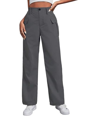 Image of TOPLOT Cotton Solid Multi-Pocket Cargo Pant for Women