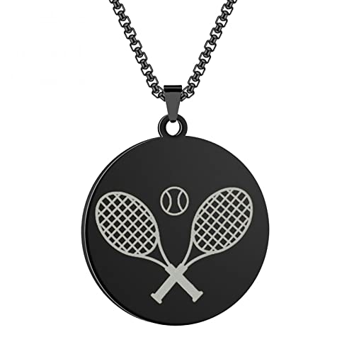 MIELEU Collier Pendentif Collier de Tennis Pendentif Balle de Tennis Charme Équipe de Tennis Raquette de Tennis Collier Raquette de Tennis pour Hommes et...