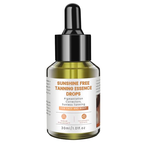 Natural Sunless Tanning Drops for Face & Body - Hydrating Bronzing Drops with Hyaluronic Acid & Vitamin E, Buildable Self Tanner for Glowing, Youthful Skin