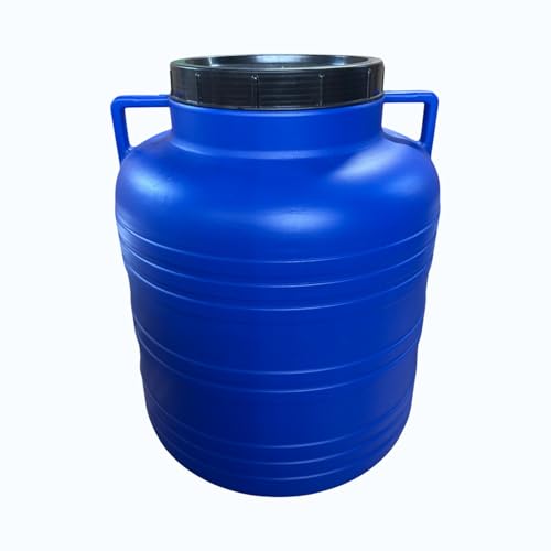 Jordan & Jordan — Fût Plastique Alimentaire 60L PEHD — Ouverture Totale, Couvercle à Visser — Fermentation, Eau, Huiles — Certifié Alimentaire sans...