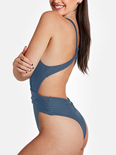 Image of CUPSHE Women's Monokini One Piece Swimsuit Plunging V Neck High Cut | Wide Straps, Crisscross Open Back, Removable Soft Cups, Wrap Waist, Extra Cheeky Coverage, Sexy Bathing Suit