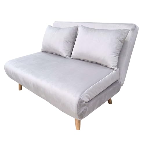 Miroytengo Sofá Cama 2 Plazas Nórdic Duo, Sofá Estilo Futón, Apertura Clic-Clac Gris Claro 118 cm