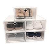 Juego de 5 Cajas de Zapatos de plastico con tapa, paquetes de 5 cajas de almacenaje con ambientador incluido perfectas para organizar