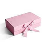 Pink Gift Box,10.2x7.4x3.1 Inches Gift Boxes with Lid Ribbon and Magnetic Closure for Wrapping Gifts (Pink)