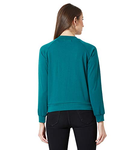 Image of Miss Chase Women's Turquoise Solid Cotton Sweatshirt