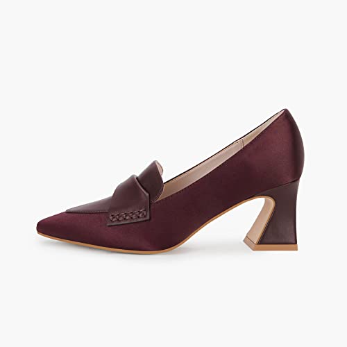 Image of Women's Chunky Block Low Heels Pumps Stitching Retro Work Office Dress Shoes