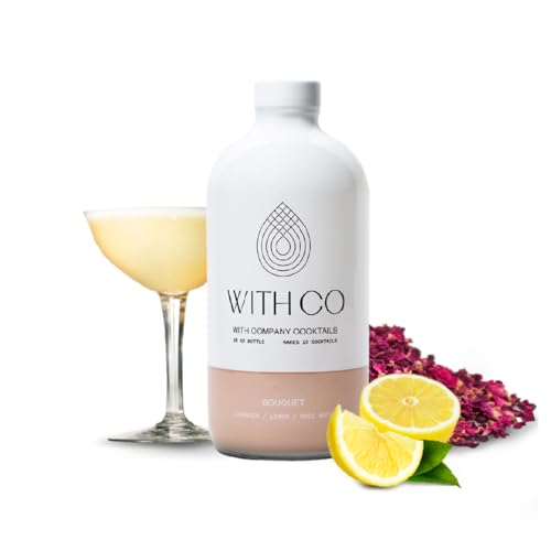 WithCo Bouquet Gimlet Craft Cocktail Mixer with Lemon, Lavender, and Rosewater Makes 10 Drinks Just Add Gin, Vodka or Tequila or drink as a mocktail with soda water