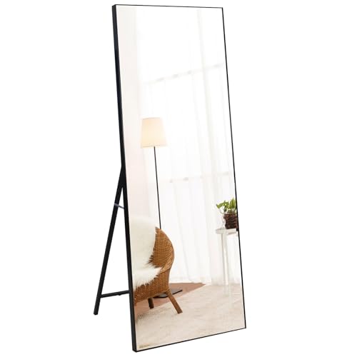 RLAVBL Specchio da Parete di 165x51 cm, Specchio da Terra con la Pellicola Anti Esplosione sul Retro dello SPecchio, Nero