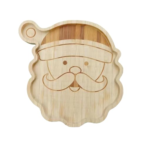 Tablero De Charcutería De Navidad, Con Diseño Festivo De Santa, 19.6x19x1.7cm, Bandeja De Servicio De Madera De Santa, Bandeja De Platos De Navidad, Reflexivo Y Práctico, Para Cocina, Carnes, Frutas