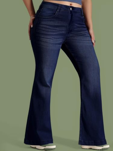Image of Miss Chase A+ Women's Wide Leg High Rise Regular Length Stretchable Denim Jeans