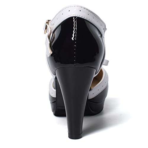 SHEMEE Women's Block High Heels T-Strap Mary Jane Pumps Chunky Platform Ankle Strap Round Toe Cute Bow Kawaii Cosplay Shoes4