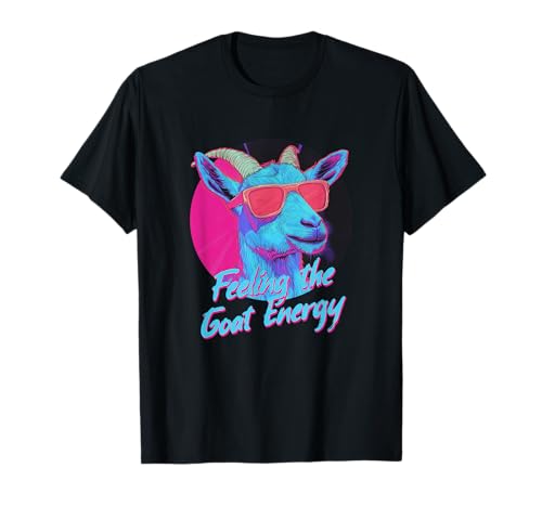 Feeling the Goat Energy Retro Goat con gafas de sol 80s Vibes Camiseta