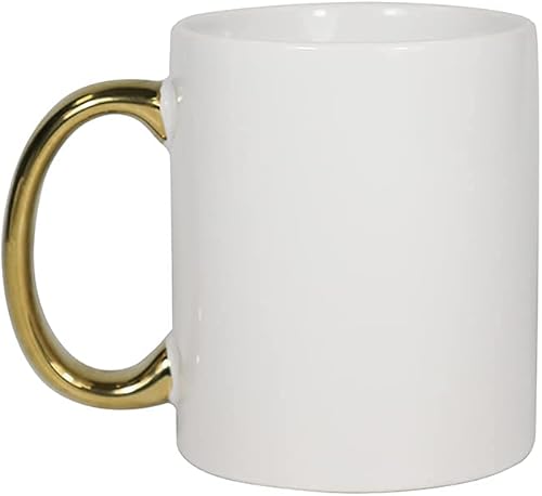 Miniatura 4 de MR.R Grado AAA Sublimación Blanks 6 juegos de tazas de café de cerámica blanca para lavavajillas con mango dorado 11oz taza clásica de cerámica en