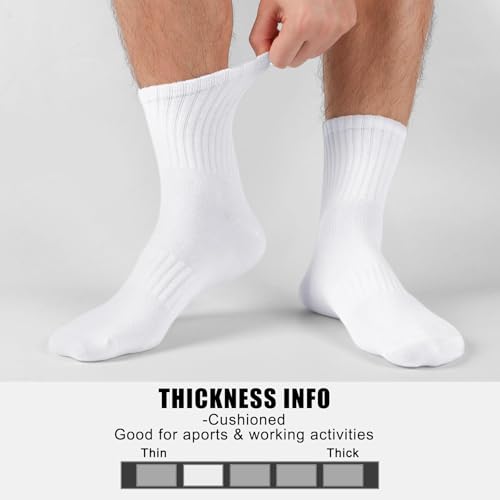 MUQU Mens White Quarter Socks - Thin Athletic Running Mid Crew Socks for Sports 6 Pairs2