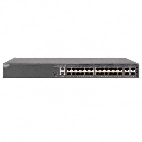 Image of Ruckus ICX8200-24F Managed Switch, 24x 100 /1000 Mbps SFP Fiber, 4x 25GbE SFP28 Uplinks - Stackable Enterprise Switch, 3-Yr Remote TAC Included, TAA Compliant