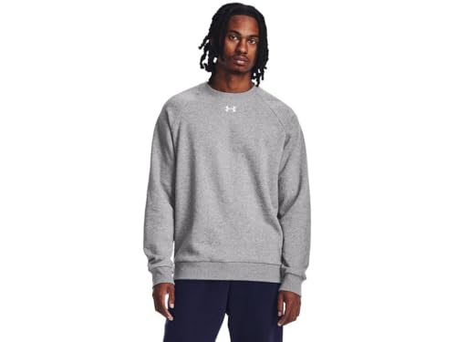 Under Armour Men's Rival Fleece Crew, (025) Castlerock Light Heather / / White, Small Tall