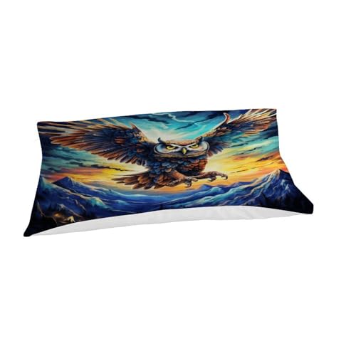 Housse de couette owls 135x200 microfibre avec 2 taies wild animals pour lit single